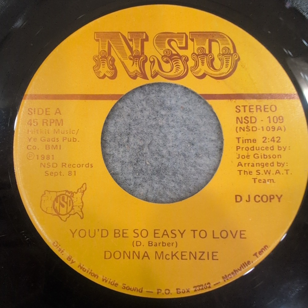 Donna McKenzie You'd Be So Easy To Love 45 RPM Vinyl NSD-109 DJ Copy 1981 - Picture 2 of 4